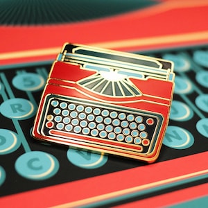 Typewriter enamel pin