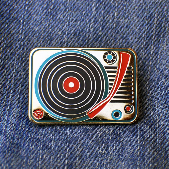 Retro Plattenspieler Emaille Brosche Kleidung Kleid Schmuck Musik Liebhaber