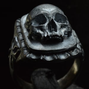 Into The Fire Jewelry - Skull ring Signet silver mens skull biker masonic rock n roll gothic handmade jewelry .925 etsy  #9