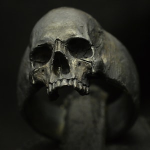 Into The Fire Jewelry - Skull ring New Small half jaw silver mens skull biker masonic rock n roll gothic handmade jewelry .925 etsy  #25