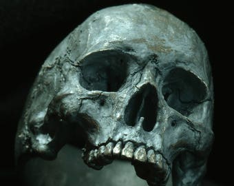 Skull Ring - Into The Fire Jewelry - Skull ring half jaw Mid Size silver mens skull rings handmade jewelry .925 etsy. #16