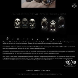 Into The Fire Jewelry Skull ring Gen 3 Standard half jaw silver mens skull biker masonic rock n roll handmade jewelry .925 etsy 38 image 7