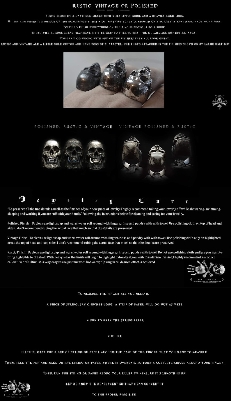 Into The Fire Jewelry Skull ring Gen 3 Standard half jaw silver mens skull biker masonic rock n roll handmade jewelry .925 etsy 38 image 7