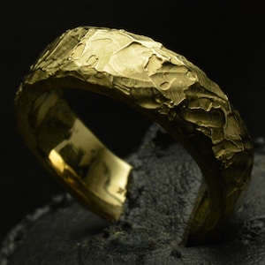 Into The Fire Jewelry - Fire Forged Standard Band • 10kt Yellow Gold • Ring Wedding Band everyday ring • #62 etsy