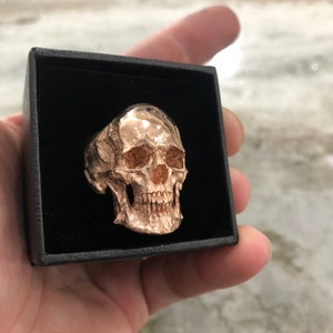 Into The Fire Jewelry - 10kt -18 kt. Yellow gold Skull ring full jaw silver mens skull biker masonic rock n roll handmade jewelry  etsy