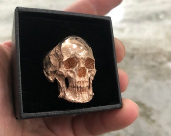 Into The Fire Jewelry - 10kt -18 kt. Yellow gold Skull ring full jaw silver mens skull biker masonic rock n roll handmade jewelry  etsy