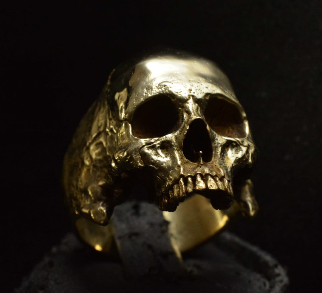 Into The Fire Jewelry - スカルリング 真鍮 ラージサイズ ハーフ