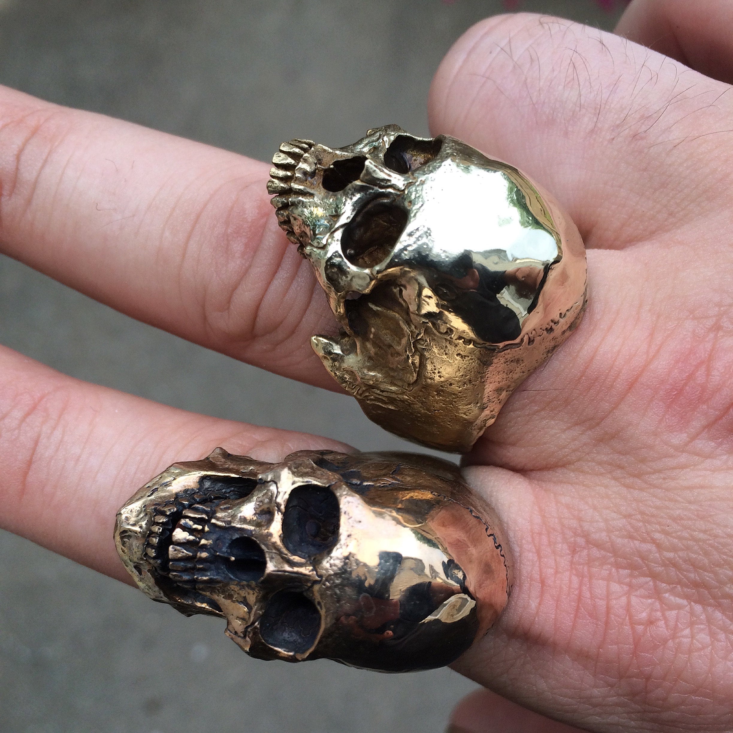Into the Fire Jewelry - Skull Ring Brass Large Open Jaw No Silver 