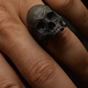 Into The Fire Jewelry Skull ring Gen 3 Standard half jaw silver mens skull biker masonic rock n roll handmade jewelry .925 etsy 38 image 6