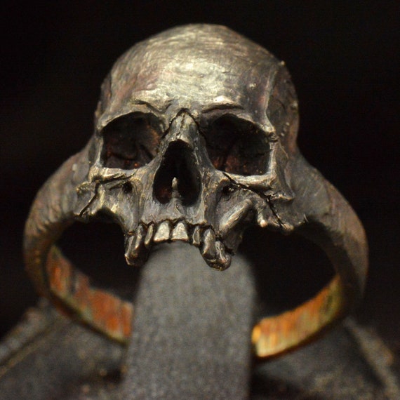 Into the Fire Jewelry Skull Ring Tiny Band Small Half Jaw Silver Mens Skull Rings Handmade Jewelry .925 Etsy 113 Etsy Canada