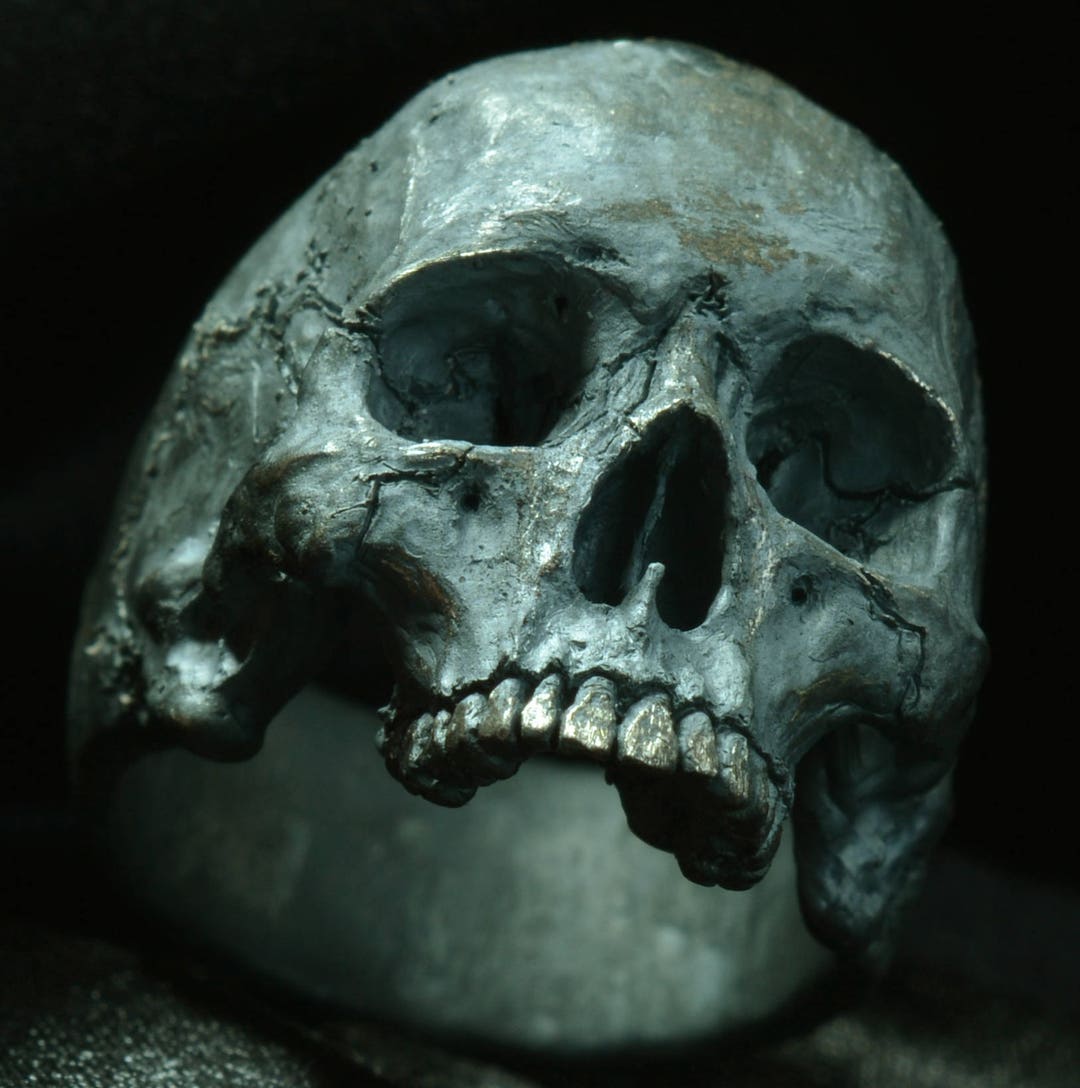 Skull Ring - Into the Fire Jewelry - Skull Ring Half Jaw Mid Size