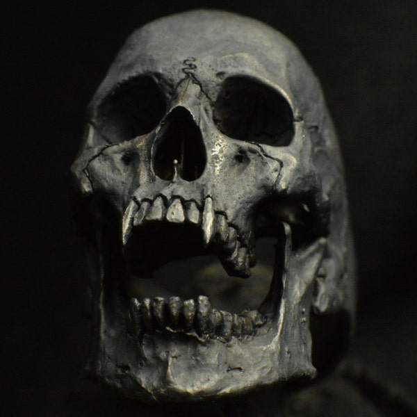 Into The Fire Jewelry - Skull ring Vampire open jaw silver mens skull biker masonic rock n roll gothic handmade jewelry .925 etsy #22