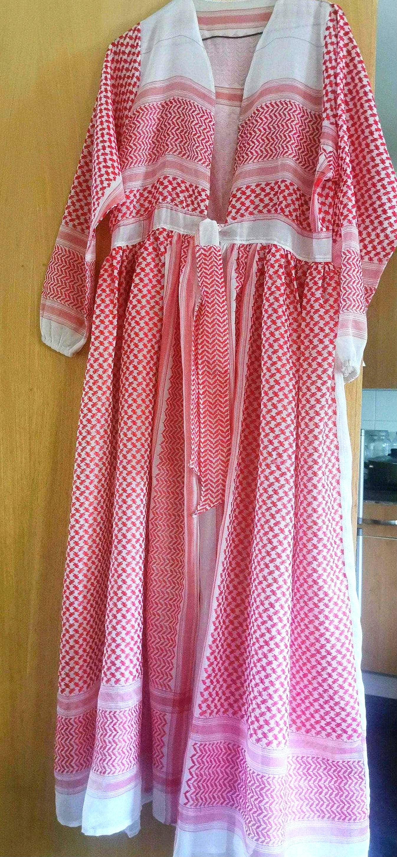open lace back dress Crimson Red Cotton Palestinian Keffiyeh