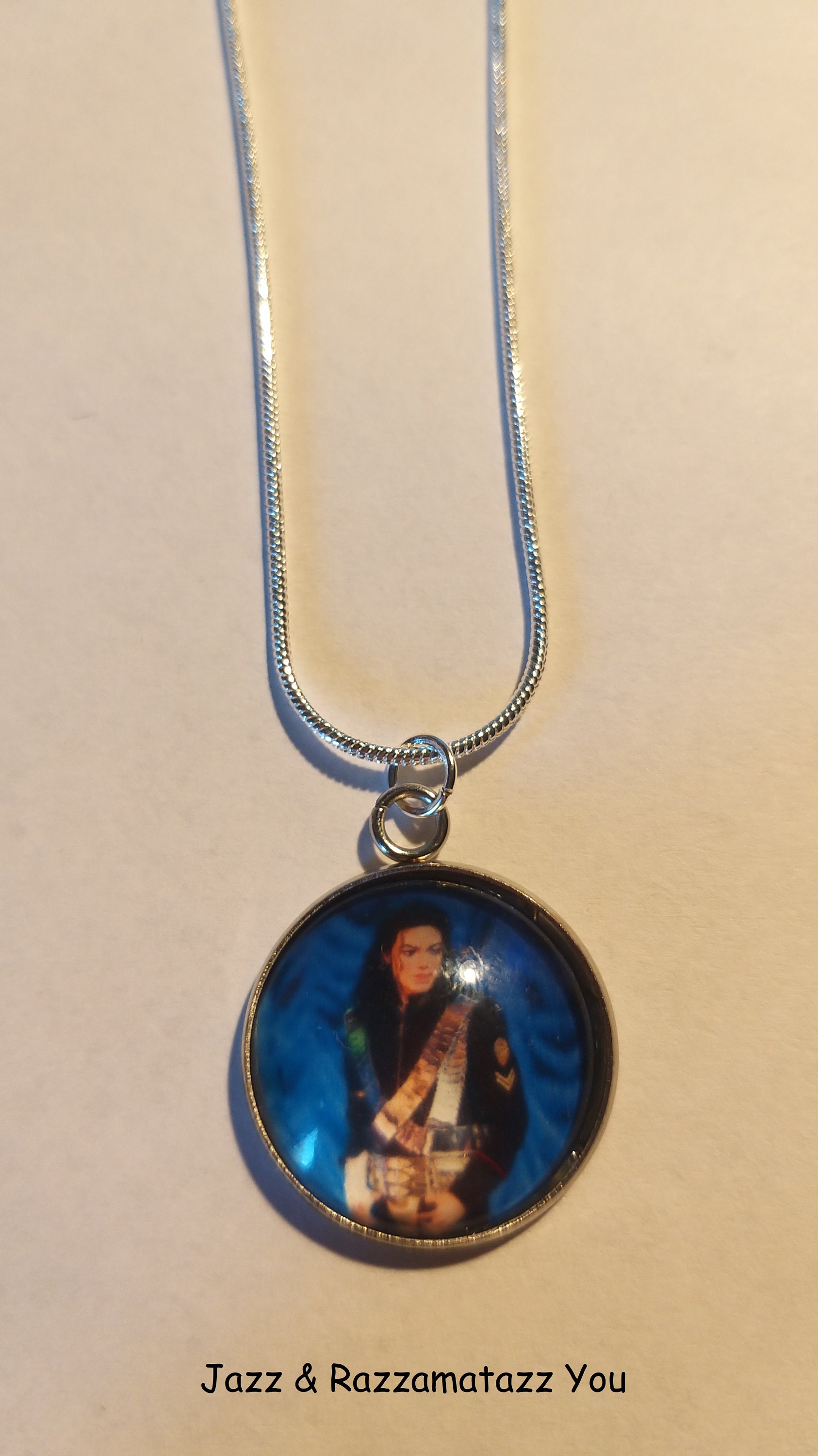 Collar de Michael Jackson Cabouchon plateado a mano Etsy