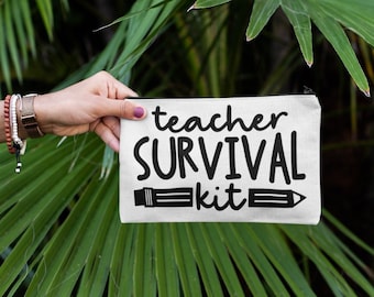 Teacher Survival Kit Pouch - Humorous Gift, Appreciation Present, School Supply Organizer, Fun Classroom Accessory, Most Popular Storage Bag