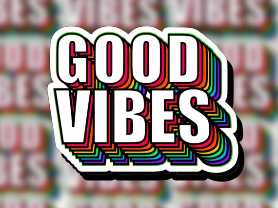 Good Vibes Retro Rainbow Vintage 60s 70s Bubble-free stickers