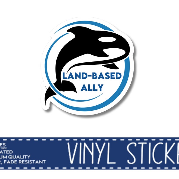 Land Based Ally Orca Sticker - 3" Durable Vinyl, Eco-friendly Decal, Ocean Lover Gift, Marine Biology Accessory, Killer Whale Design