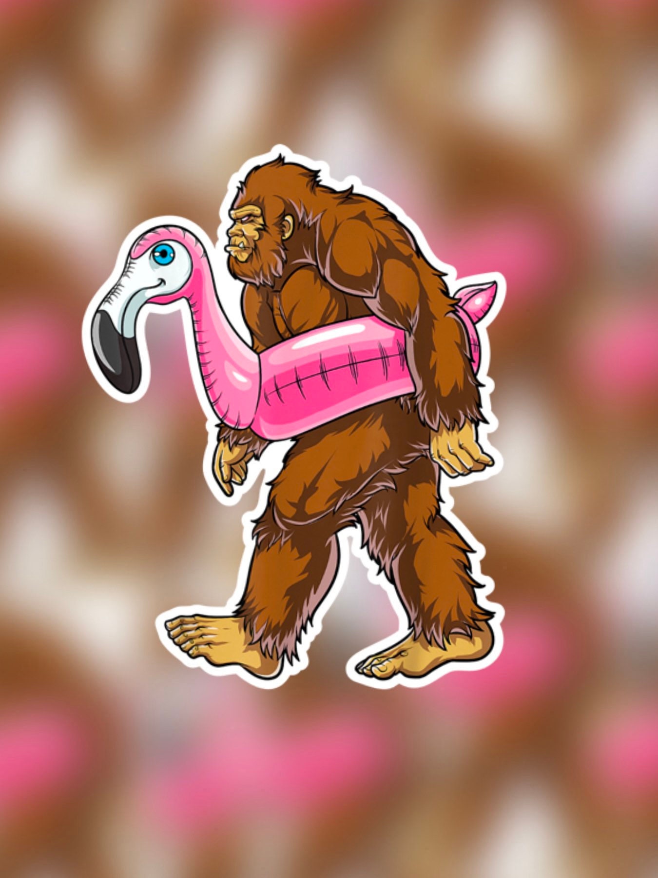 STICKER Sasquatch Yeti Flamingo Silly Cadeau Etsy
