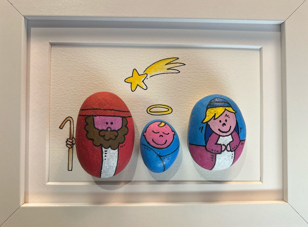 Personaggi Presepe Con Sassi Dipinti Presepe Natività Su Sassi Dipinti a Mano - Etsy