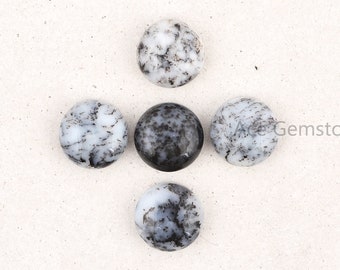Dendritic Agate Natural Gemstone Loose Cabochon Round Shape10x10 AAA Grade - 6 Pcs.