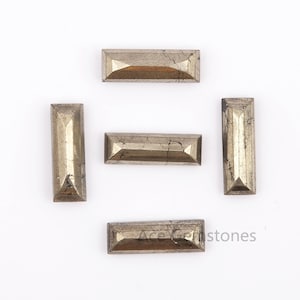 Natural Pyrite 6x18mm Gemstone, Sparkling Pyrite Loose Stone, Calibrated Cabochon, Faceted Pyrite Gemstone For Jewelry Making - 5Pcs