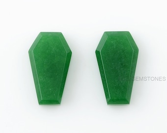 Green Aventurine 12x20 mm Coffin Shape Gemstone-Wholesale Gemstone-Pair Cabochon-Jewelry Making Gemstone-Gemstone Supplier- 2pcs