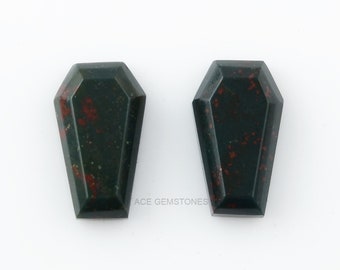 Bloodstone 10x17 mm Coffin Shape Double Step Cut loose Gemstone-Wholesale Bloodstone Cabochon For Making Bloodstone Gemstone Jewelry -2pcs