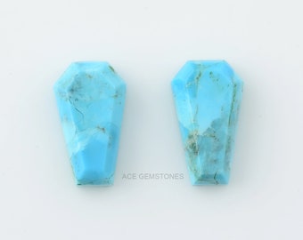 Arizona Turquoise 10x17 mm Coffin Shape- Double Step Cut Stone-Wholesale Turquoise Gemstone Suppliers- Arizona Gemstone For Jewelry - 2pcs