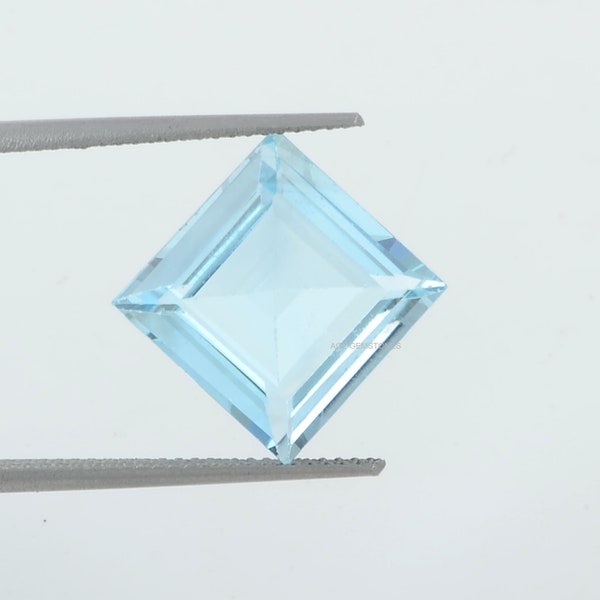 8.58 Ct Sky Blue Topaz 12x12 mm Square Rare Gemstone- Square Cut Genuine Sky Topaz- High Quality Topaz Stone- Excellent Cut Topaz Stone-1Pcs