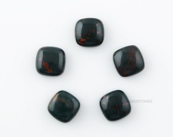 Bloodstone 10mm Cushion Shape Gemstone-Jewelry Making Gemstone-Gemstone Cabochons-Bloodstone Gemstone-Gemstone Lot- 5 Pcs