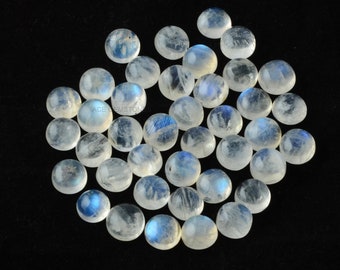Rainbow Moonstone 10mm Round Shape Cabochons Gemstones, AAA Quality Calibrated Gemstone For Jewelry, Natural Moonstone Blue Fire Gems- 5Pcs