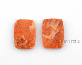 Röd korall 14 x 20 mm kuddstenscabochoner - Röd korall ädelsten - Ädelstenscabochon grossist - Kalibrerade cabochoner - Ädelstenar grossist - 2 st