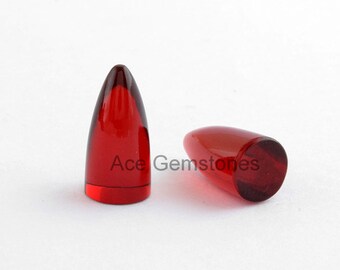 5 pcs Bullet Cabochons Red Garnet Quartz 8x16mm Smooth Semiprecious Loose Gemstone Top Grade