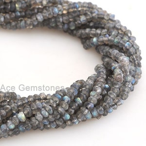 Labradorite Rondelle Faceted Beads Semiprecious Wholesale Beads Gemstone Beads A+ Grade, 3-4mm, 35 cm Strand