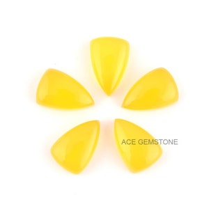 Yellow Chalcedony Trillion 8x12mm Flat Back Gemstone Cabochon, Gemstone Supplier, Wholesale Gemstone -5Pcs