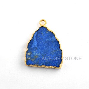 Natural Blue Lapis Triangle 16x18mm Gemstone Charm, High Quality Bezel Setting Charm and Connector