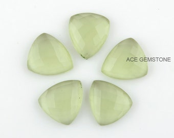 Green Amethyst Quartz Gemstone-Trillion 14x16 mm Gemstone-Faceted Loose Gemstone-Wholesale Gemstone-5 Pcs