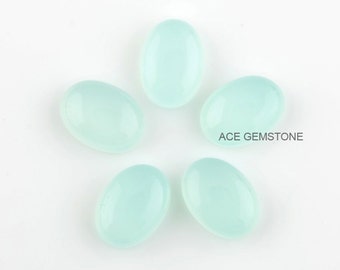 Aqua Chalcedony 10×14mm Oval Loose Gemstone, Calibrated Cabochons, Gemstone Supplier, Jewelry Making Gemstone -5Pcs