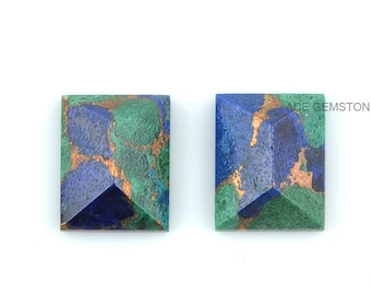 Beautiful Copper Azurite Rectangle Pyramid 8x10 mm Loose Gemstone-Wholesale Gemstones-Azurite Gemstone-5 Pcs.