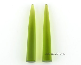 Peridot Quartz Gemstones-Square Long Cone Pair 6x40 mm Gemstone-Wholesale Gemstone for Jewelry Supplier-2Pcs