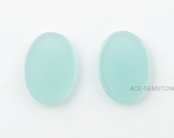 Aqua Chalcedony 14x20x3mm Oval Shape Gemstone-Jewelry Making Gemstone-Aqua Chalcedony Gemstone-Calibrated Cabochon-Wholesale Gemstone -2 Pcs