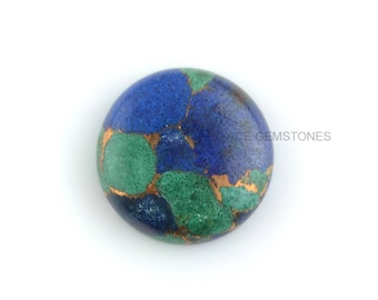 Azurite Copper Gemstone, Azurite Copper Round 15x15mm Loose Gemstone, Cabochon Gemstone, Flat Back Cabochon, Loose Cabochon