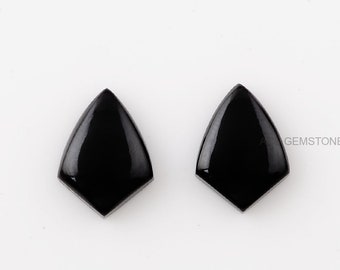 Black Onyx 11x15 mm Kite Shape Gemstone-Black Onyx Cabochon-Jewelry Making Gemstone-Pair Cabochons-Gemstone Supplier-2 Pcs