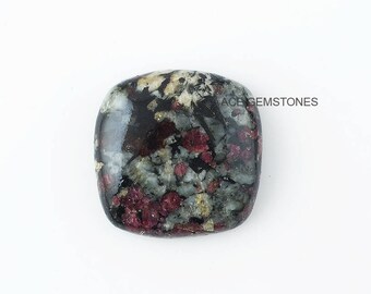 Eudialyte Cabochon, AAA Calidad Natural Eudialyte 24x24 mm Rounded Rectangle Loose Gemstone Cabochon, Eudialyte Flat Back Gems - 1 Pcs