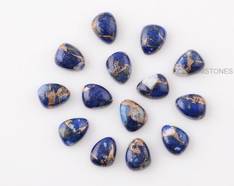 Copper Lapis Lazuli 7x9 mm Nugget Shape Gemstone-Jewelry Making Gemstone-Calibrated Cabochon-Lapis Lazuli Gemstone-Gemstone Lot-15 pcs