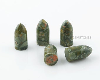 Green Rhyolite 9x16 mm Bullet Shape Gemstone-Wholesale Gemstone-Green Rhyolite Gemstone-Jewelry Making Gemstone-Gemstone Lot-5 pcs