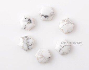 Blanco Howlite 10mm Hexagon forma gemstone-calibrado cabochons-joyería haciendo piedra-howlite piedra cabujón-gemstone Proveedor-5 piezas
