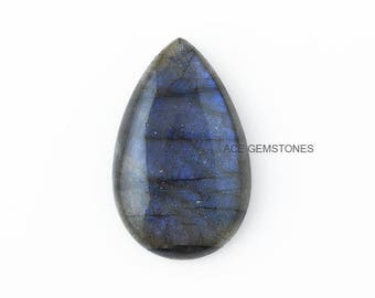 Labradorite Gemstone Cabochon, Natural Blue Fire Labradorite Pear 20x32 mm Gemstone, Loose Gemstone Jewelry, Jewelry Supplies - 1 Pcs