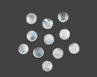 Rainbow Moonstone Smooth Calibrated Cabochons, Wholesale Loose Gemstone for Making Jewelry 4mm to 8mm - 10 Pcs.