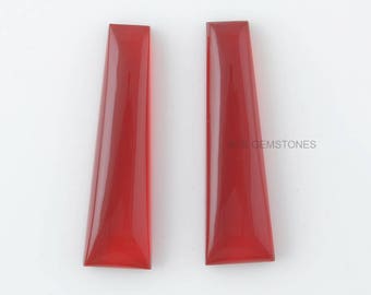 Garnet Quartz Gemstone, Red Garnet Quartz Trapezoid Shape 10x35 mm Loose Gemstone, Stone for Jewelry, Smooth Gemstones -2Pcs.